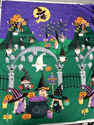 Хлопчатобумажная ткань для рукоделия Spooktackular Gnomes Panel от Kanvas около 24 X 42 дюйма - Изображение 1 из 4