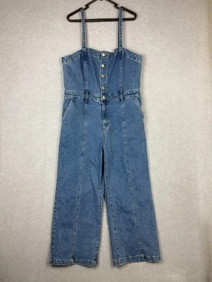 City Chic Jumpsuit Womens Medium Blue Denim Dungarees Overalls Wide Leg - image 1 of 4
