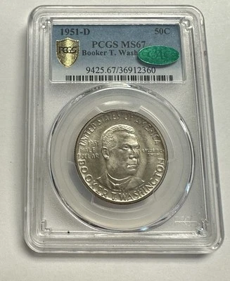 1951-D Booker T. Washington Commemorative Half Dollar PCGS MS67 CAC (D09) - Image 1 of 3