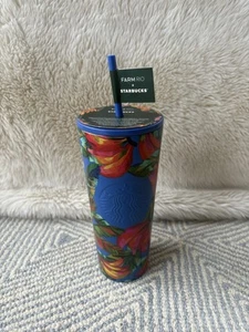 Starbucks Farm Rio Limited Edition 24 oz Cold Cup Green & Blue Banana with Straw - Picture 1 of 2