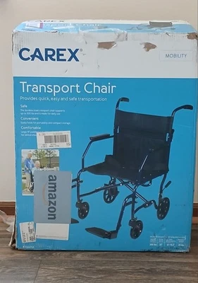 CAREX Steel Classic Transport WheelChair 19'' Seating Supports Up to 300Lbs New - Image 1 of 4