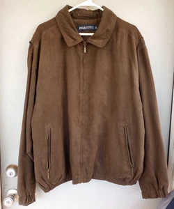 Vintage PGA Tour Brown Suede Bomber Jacket XL EUC - Picture 1 of 5