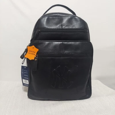 Mochila de cuero MLB NUEVA CON ETIQUETAS NY Yankees negra en relieve Foto 1 de 4