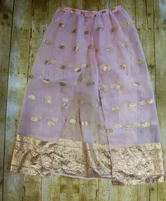 Falda de anfitriona vintage personalizada años 50 oro rosa transparente frente abierto manchas S/M cintura 29" Foto 1 de 4