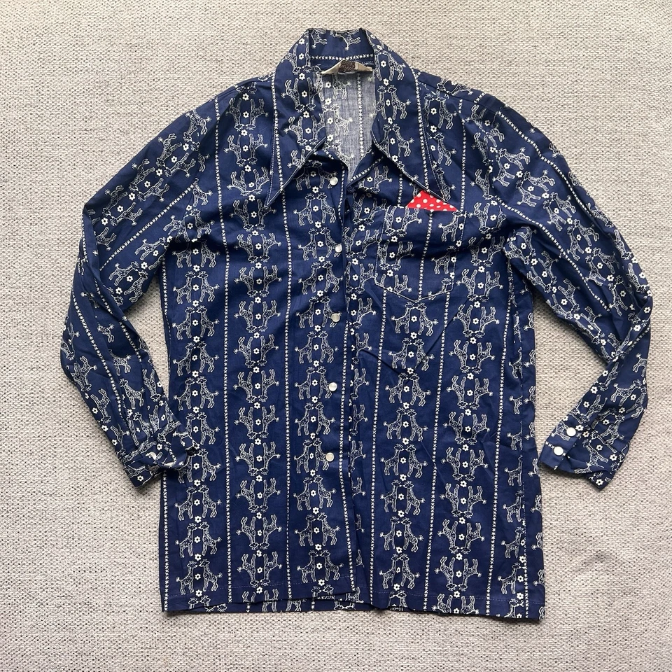 Vintage 70s Giraffe Pearl Snap Button Up - Image 1 of 4