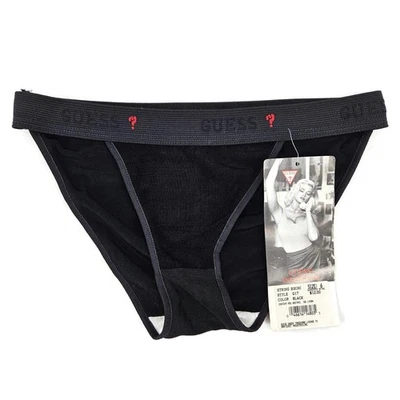 VTG New 90s Guess Innerwear Panties Size 6 Anna Nicole Smith Black String Bikini - Image 1 of 4