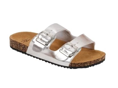 Sandalias Bobby Brooks Talla L (9/10) Corcho Diapositivas Hebilla Plateada 2 Correas Nuevas con Etiquetas Foto 1 de 2