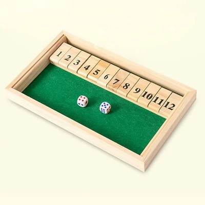 Shut the Box Wooden 1-12 Number Pub Game Family Drinking Party Game Toy - Image 1 of 4