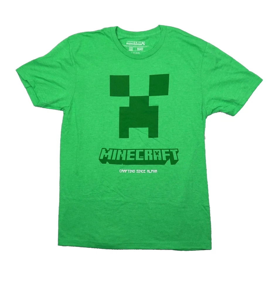 Minecraft New Adult T-Shirt - Crafting Since Alpha Creeper Face Image - Image 1 of 1