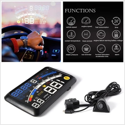 5.5" Coche HUD Head-Up Display OBD2 Tablero Velocímetro Proyector Advertencia de Velocidad Foto 1 de 4