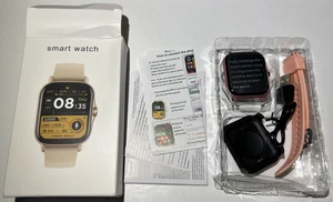 Touch Screen Smart Watch Fitness Tracker, Silicone Band, Pink, OPEN BOX - Picture 1 of 5