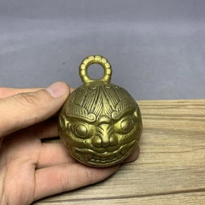 Collect Beast Face Tiger Head Copper Bell Pendant Wind Bell - Picture 1 of 3