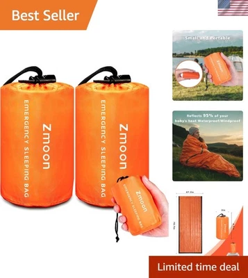 Brand New Emergency Sleeping Bag Survival Bag - Orange Pack of 2 - Image 1 of 4