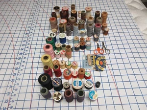 66 Spools Of Thread different amounts and sizes 2 traveling scissors - Picture 1 of 6