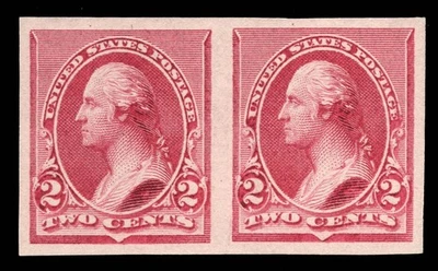 MOMEN: US STAMPS #220P5 IMPERF PAIR PROOF MINT OG NH XF LOT #96136* - Image 1 of 2