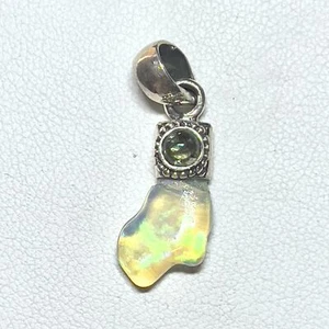 Ethiopian Opal, Green Tourmaline 925 Sterling Silver Pendant Jewelry JY2288 - Picture 1 of 1