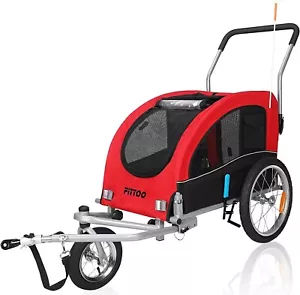 FITTOO Dog Cat Bike Trailer Pram Foldable Pet Bicycle Trailer Medium 2-in-1 - Picture 1 of 11