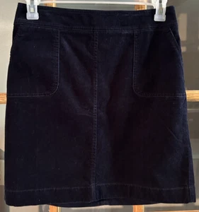 NWT TALBOTS Women's Corduroy Pencil Skirt Navy Blue Sz 8P Petite Stretch Pockets - Picture 1 of 4