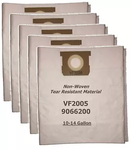 VF2005 Shop Vac Filter Bags 10-14 Gallon Fits 90672 9067200 9067208 9067211 5-PK - Picture 1 of 6