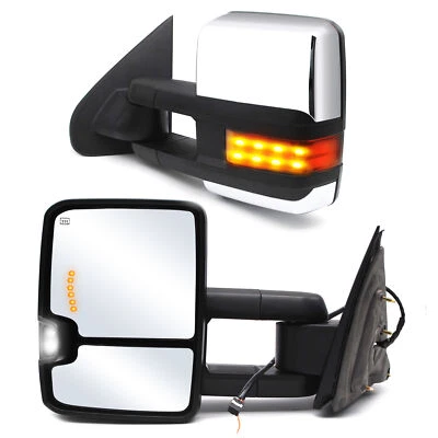 Fits 2015-18 Chevy Silverado 2500 3500 Power Heated Towing Mirrors Chrome LH+RH - Image 1 of 4