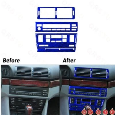 8X Blue Center Console Radio Button Carbon Fiber Sticker For BMW M5 E39 1998-03 Foto 1 de 4