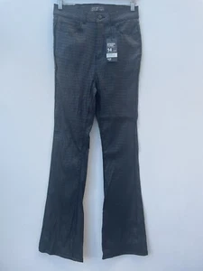 NEW PRIMARK Sz 14 High Waist Coated Flare trousers jeans style Black L32 Stretch - Picture 1 of 6