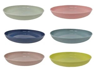 Bello Ribbed Design Plastic Picnic Plates Reusable Strong 22cm Dia 6 Colours - Picture 1 of 10