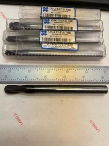 (1) NEW OSG BRAND SOLID CARBIDE END MILL 7/16" X 3/4" LOC X 5" OAL 2 FLUTE BALL - Picture 1 of 3