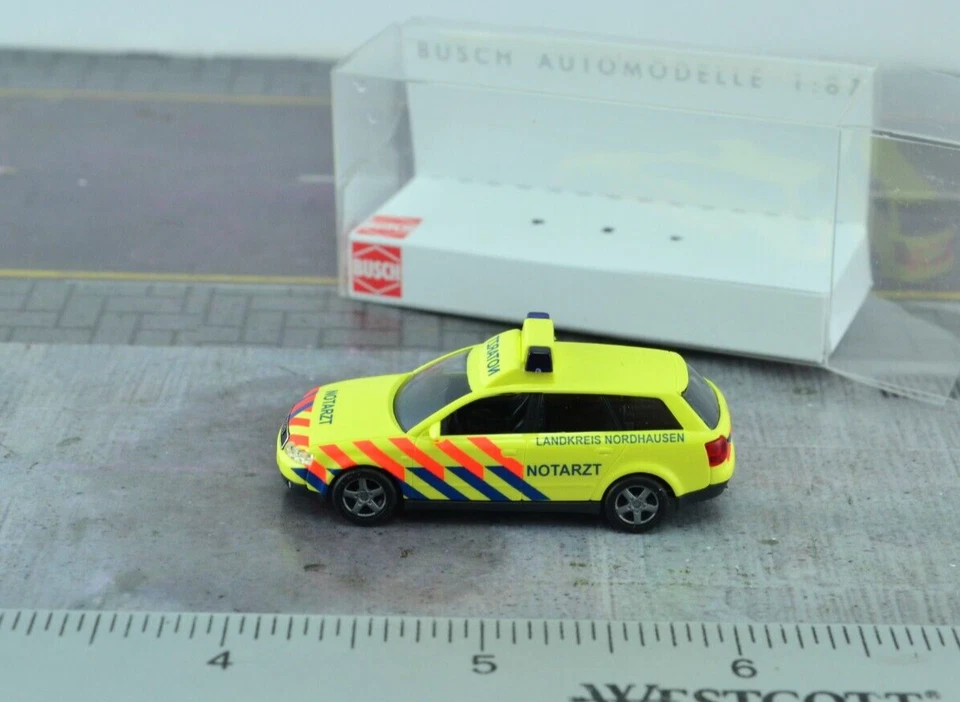 Busch Audi A4 Station Wagon German Ambulance Notarzt HO 1:87 Scale - Image 1 of 3