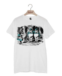 BATCH1 ALICE IN WONDERLAND LOOKING GLASS TWEEDLEDEE TWEEDLEDUM UNISEX T-SHIRT - Picture 1 of 1