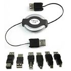 Retractable USB/Mini/Firewire 1394 Cable Travel Kit - 6 Adapters/Converters