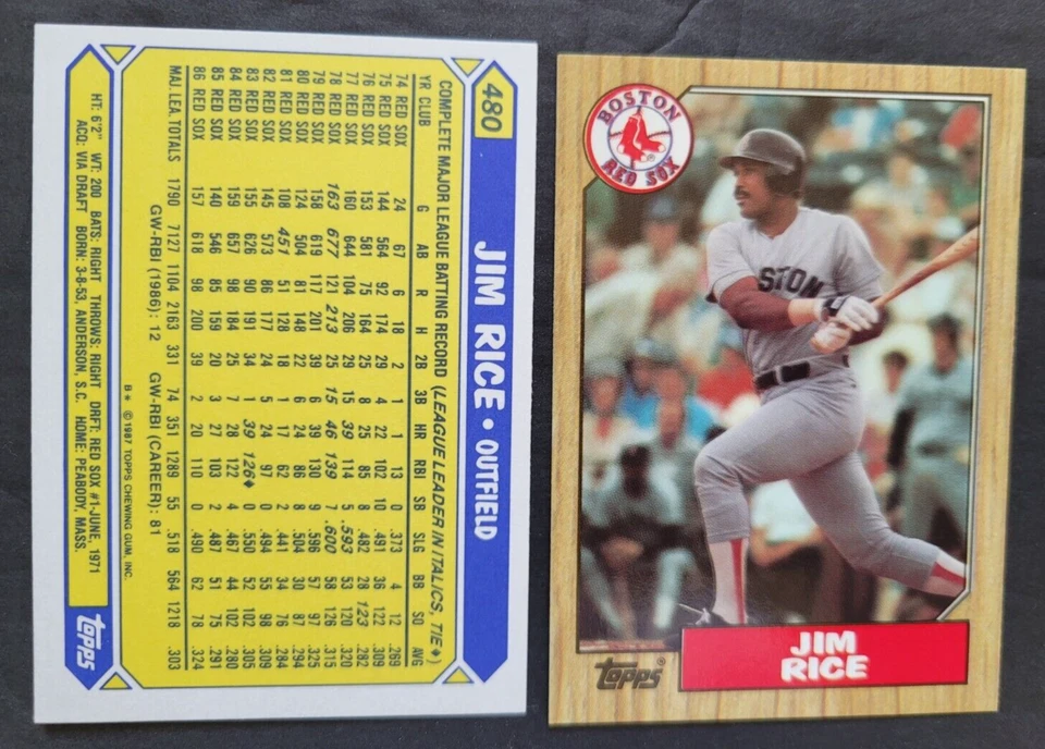 JIM RICE CARDS Your Pick Topps Tiffany Fleer Donruss Score UpDeck OPC 1977 -1990 - Image 1 of 1