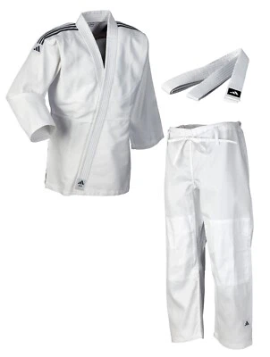 Judoanzug adidas® Club Gi J350, weiß/blau 120-190, verschied. Schulterstreifen - Bild 1 von 4