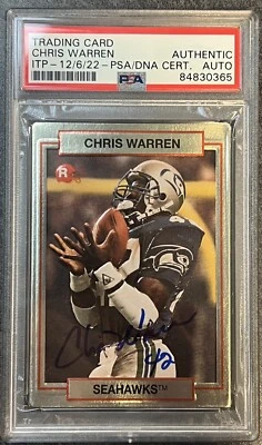 CHRIS WARREN Signed Auto Autographed 1990 Action Packed Rookie RC Seahawks PSA - Image 1 of 4