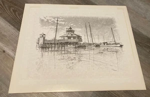 EVENING, St Michaels Rare print/lithograph? sailing boats Navy Point Chesapeake  - Picture 1 of 12