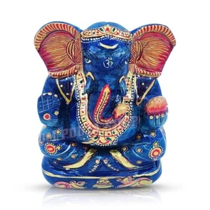 Lapis Lazuli Idol Ganesha Statue Hindu God lord Figurine ganpati OmPoojaSho - Picture 1 of 5