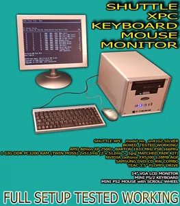 SHUTTLE XPC sn41G2 SILVER XP2500 1G NVIDIA FX5200 DVD+Floppy+KB+Monitor+Mouse - Picture 1 of 23