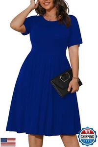 POSESHE Womens Plus Size Dress for Summer Beach Soft Sundresses Plus Size Str - Picture 1 of 5