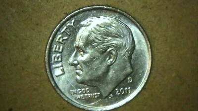 2011 D Roosevelt Rare Dime, Die Crack Along the Roosevelt Face - Image 1 of 4