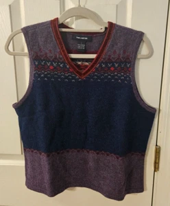 Vintage The Limited Wool Sweater Vest Sz L Multicolor 90s Y2k  blue, purple  - Picture 1 of 8
