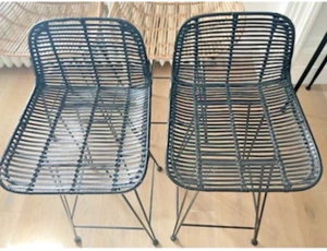 Beautiful Rattan Bamboo Metal Seat Stools X2 - Picture 1 of 1