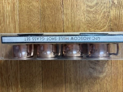 Juego de 4 vasos de chupito mini mula Moscow enchapados en cobre nuevo en caja SS Foto 1 de 2
