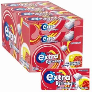 Wrigleys Extra Refreshers zuckerfreier Kaugummi 16 x 7 Stück Erdbeere & Zitrone - Bild 1 von 1