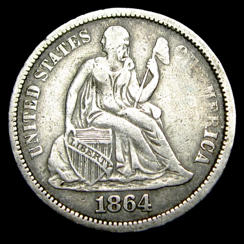 1864-S Seated Liberty Dime  ----  Nice Type Coin ---- #IK148 Cover