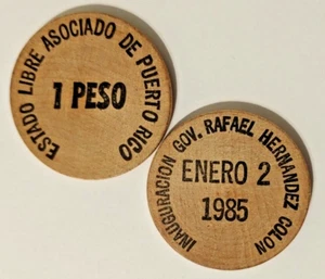 1985 Ficha RAFAEL HNDZ COLON PPD PARTIDO POPULAR Puerto Rico Wooden Nickel Token - Picture 1 of 3