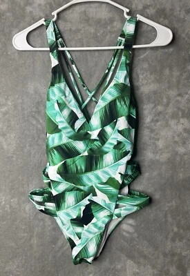 Traje de baño LA Hearts Pacsun para mujer XS traje de baño de una pieza hoja tropical palmera Foto 1 de 4