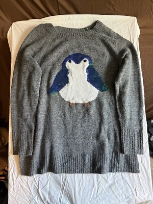 Suéter Grande LC Lauren Conrad Gris Grande Lentejuelas Pingüino Mezcla Acrílico Foto 1 de 4