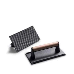 Cast Iron Meat Press Grill Tool Round Square Hamburger Bacon Nonstick Handle BBQ - Picture 1 of 8