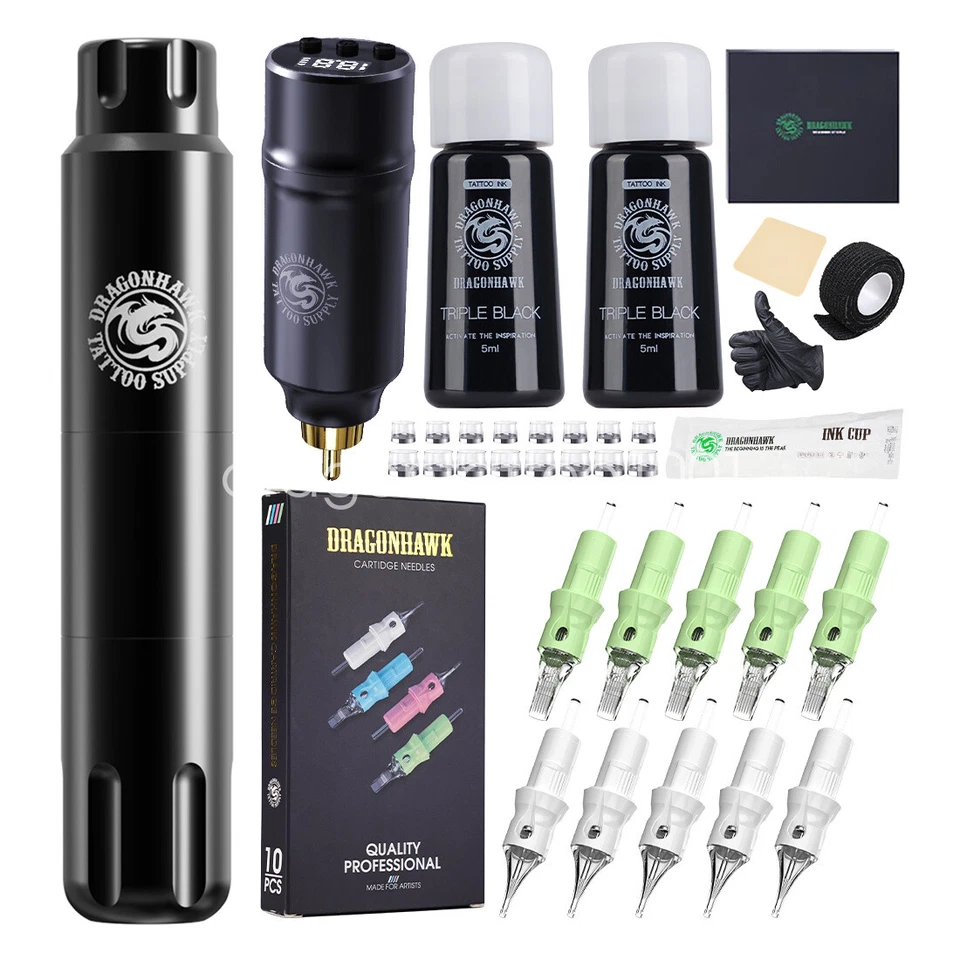 Dragonhawk S12 Wireless Tattoo Kit Rotary Pen Machine Gun TZ-083LY-