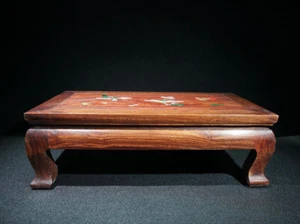 Old Tibetan rosewood inlaid with seashells, gold and jade filled kang table - Picture 1 of 9